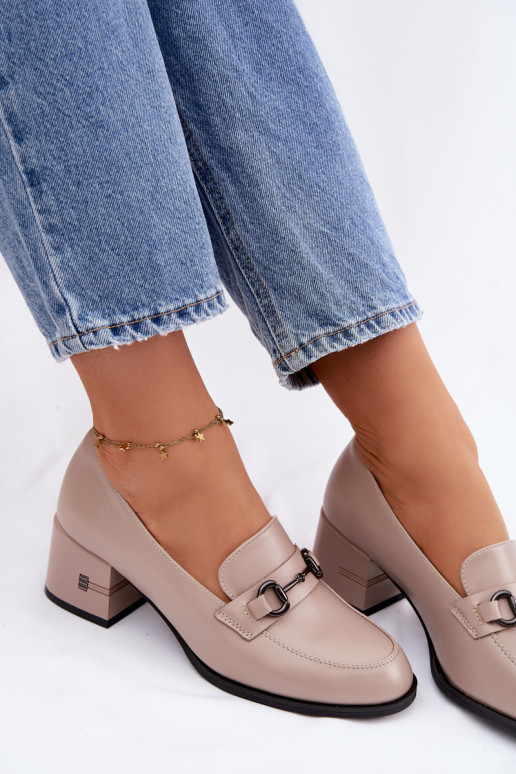 Pealhk jalatsid Pealiste omad kõrge jämeda kontsaga Vinceza 18116 beeži värvi