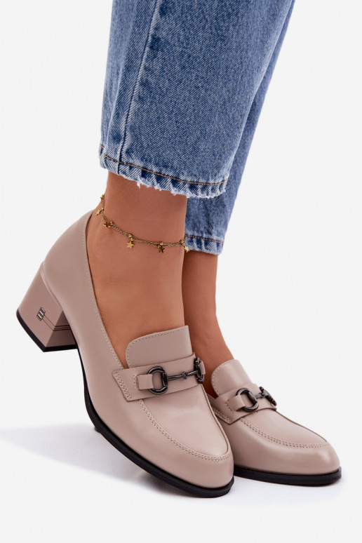 Pealhk jalatsid Pealiste omad kõrge jämeda kontsaga Vinceza 18116 beeži värvi