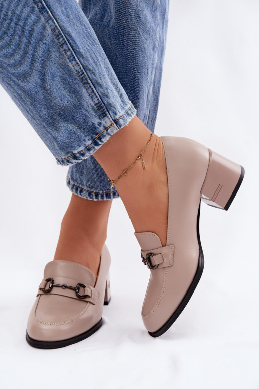 Pealhk jalatsid Pealiste omad kõrge jämeda kontsaga Vinceza 18116 beeži värvi