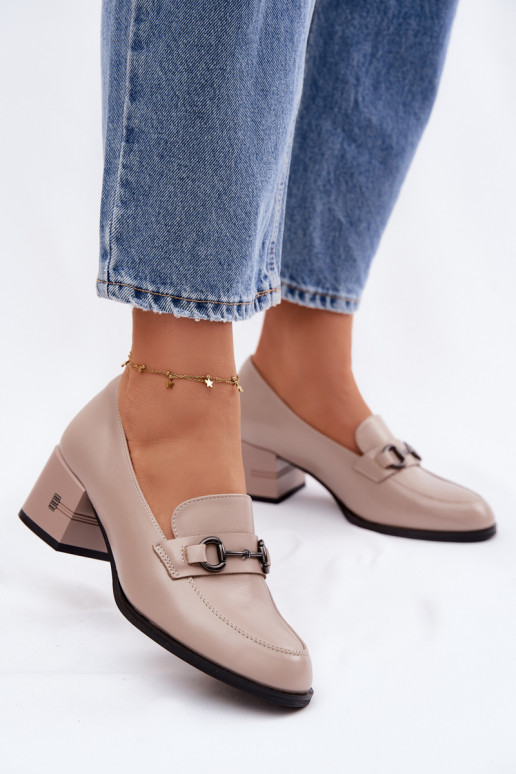 Pealhk jalatsid Pealiste omad kõrge jämeda kontsaga Vinceza 18116 beeži värvi