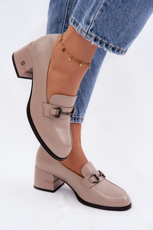 Pealhk jalatsid Pealiste omad kõrge jämeda kontsaga Vinceza 18116 beeži värvi