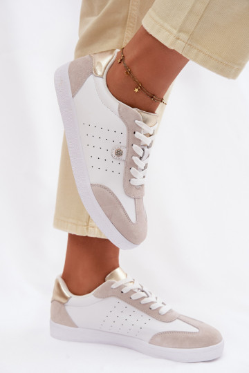 Sneakers tüüpi jalanõud Pealiste omadPealturalnej Skóry S.Barski LR61-7091 valget värvi