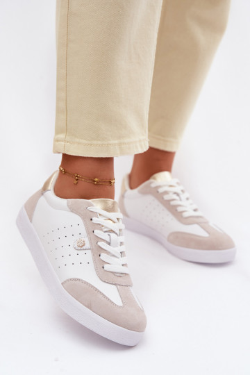 Sneakers tüüpi jalanõud Pealiste omadPealturalnej Skóry S.Barski LR61-7091 valget värvi 2