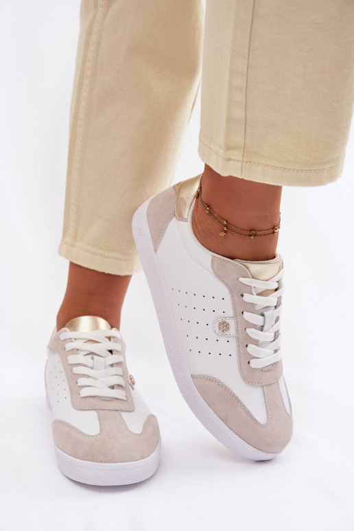 Sneakers tüüpi jalanõud Pealiste omadPealturalnej Skóry S.Barski LR61-7091 valget värvi