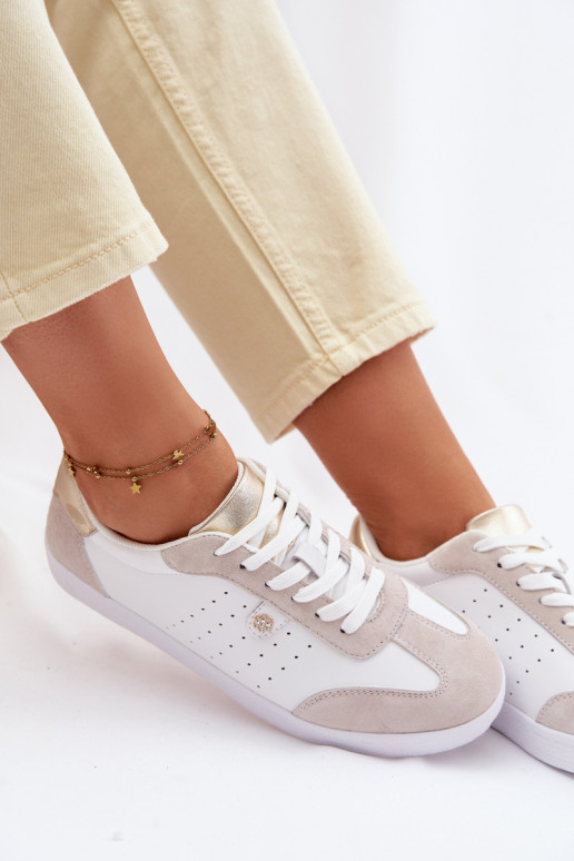 Sneakers tüüpi jalanõud Pealiste omadPealturalnej Skóry S.Barski LR61-7091 valget värvi