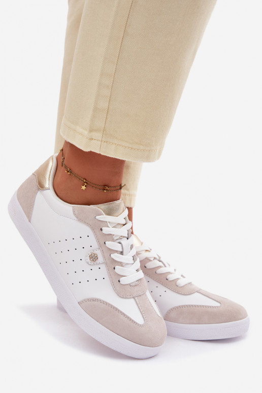 Sneakers tüüpi jalanõud Pealiste omadPealturalnej Skóry S.Barski LR61-7091 valget värvi