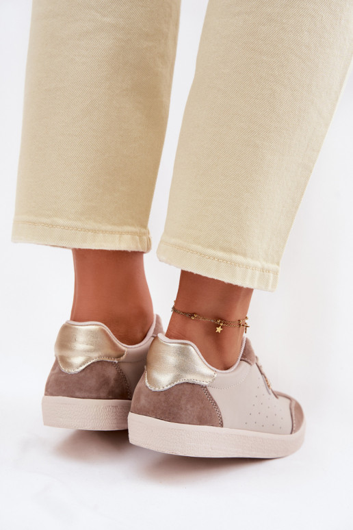 Sneakers tüüpi jalanõud Pealiste omadPealturalnej Skóry S.Barski LR61-7091 beeži värvi