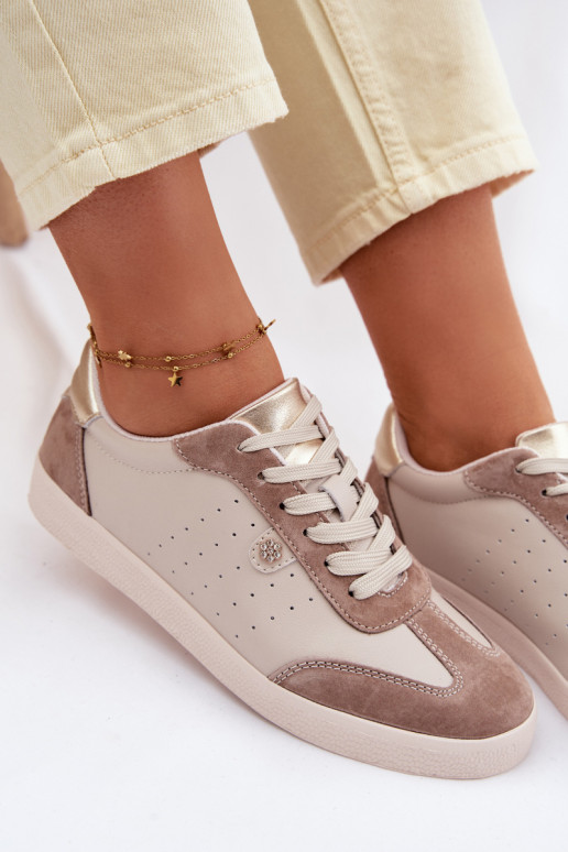 Sneakers tüüpi jalanõud Pealiste omadPealturalnej Skóry S.Barski LR61-7091 beeži värvi