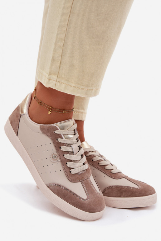 Sneakers tüüpi jalanõud Pealiste omadPealturalnej Skóry S.Barski LR61-7091 beeži värvi