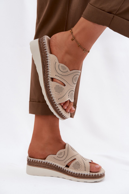 Plätud naturaalsest nahast Pealiste omad platvormiga S.Barski GR61-5915 beeži värvi