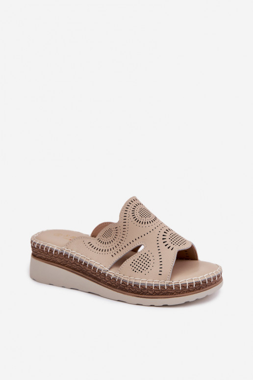 Plätud naturaalsest nahast Pealiste omad platvormiga S.Barski GR61-5915 beeži värvi