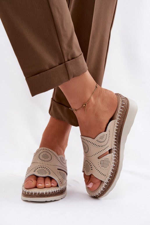 Plätud naturaalsest nahast Pealiste omad platvormiga S.Barski GR61-5915 beeži värvi