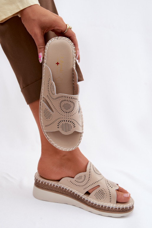 Plätud naturaalsest nahast Pealiste omad platvormiga S.Barski GR61-5915 beeži värvi