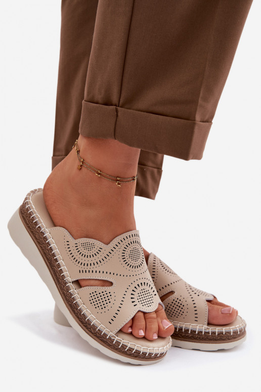 Plätud naturaalsest nahast Pealiste omad platvormiga S.Barski GR61-5915 beeži värvi