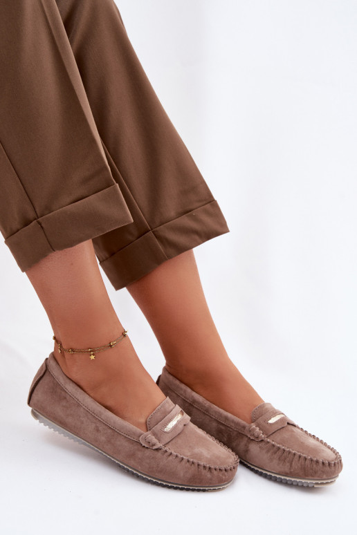 sileda tallaga naiste mokassiinidPealturalnego seemisnakhsedu S.Barski LR61-7029 pruunid värvi