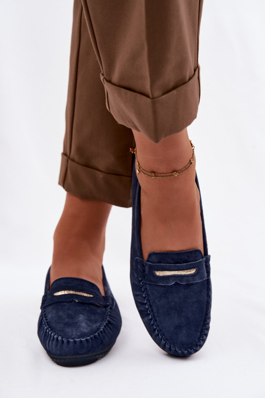 sileda tallaga naiste mokassiinidPealturalnego seemisnakhsedu S.Barski LR61-7029 tumesinist värvi