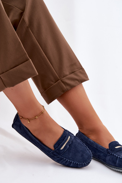 sileda tallaga naiste mokassiinidPealturalnego seemisnakhsedu S.Barski LR61-7029 tumesinist värvi