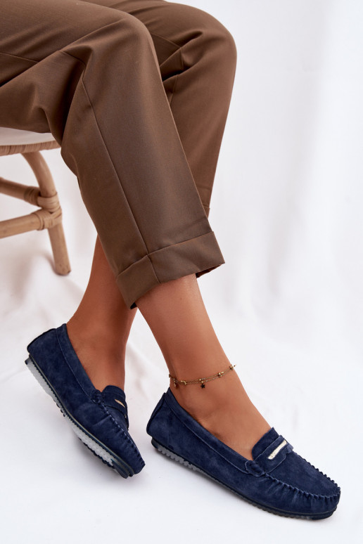 sileda tallaga naiste mokassiinidPealturalnego seemisnakhsedu S.Barski LR61-7029 tumesinist värvi