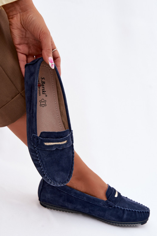 sileda tallaga naiste mokassiinidPealturalnego seemisnakhsedu S.Barski LR61-7029 tumesinist värvi