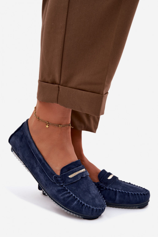 sileda tallaga naiste mokassiinidPealturalnego seemisnakhsedu S.Barski LR61-7029 tumesinist värvi