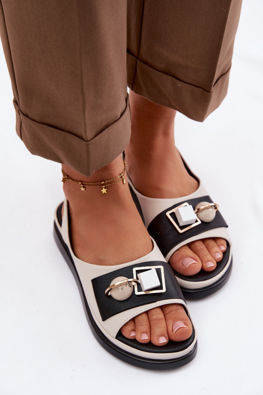 Pealistesandaalid Pealiste omad kaunistustega D&A GR61-5932 beeži värvi