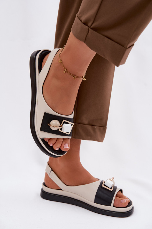 Pealistesandaalid Pealiste omad kaunistustega D&A GR61-5932 beeži värvi