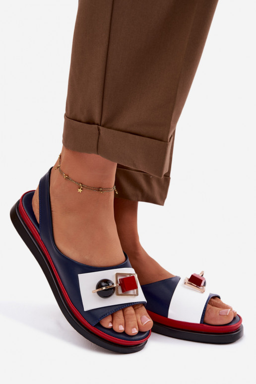 Pealistesandaalid Pealiste omad kaunistustega D&A GR61-5932 tumesinist värvi