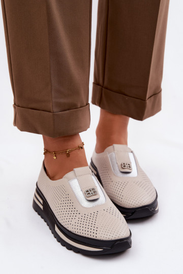 Slip-on jalatsid Pealiste omadPealturalnej Skóry S.Barski LR61-7092 beeži värvi