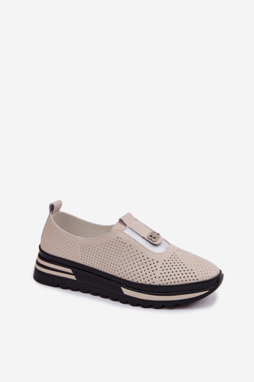 Slip-on jalatsid Pealiste omadPealturalnej Skóry S.Barski LR61-7092 beeži värvi