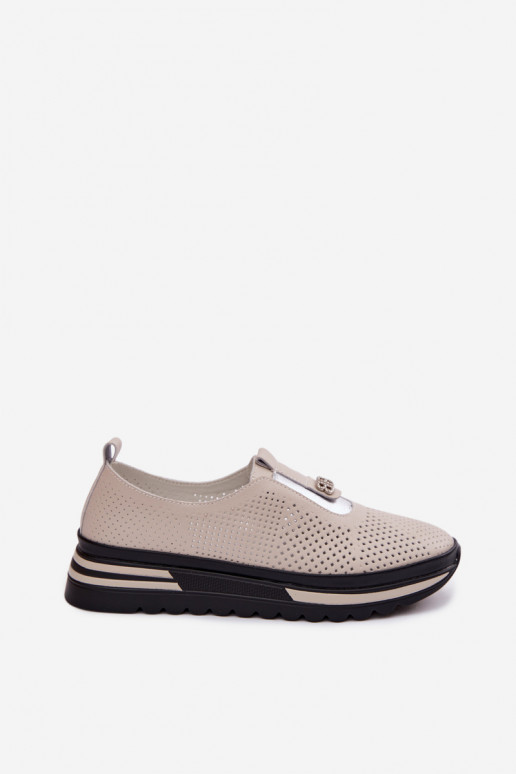 Slip-on jalatsid Pealiste omadPealturalnej Skóry S.Barski LR61-7092 beeži värvi