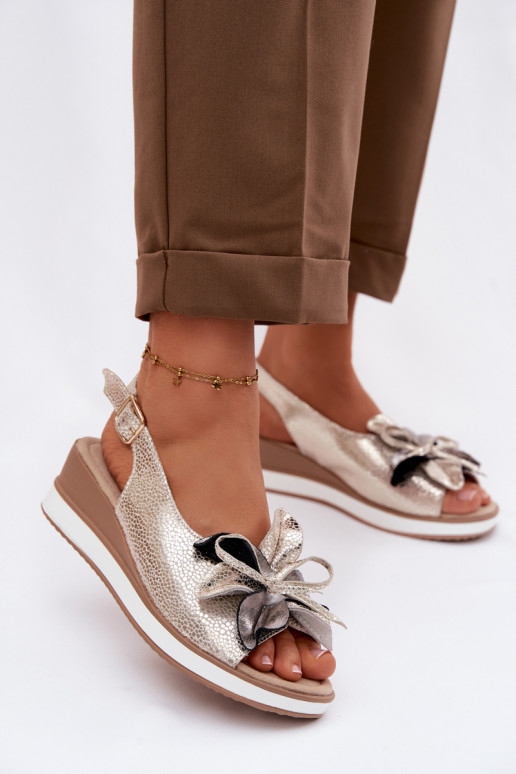 Pealhk Platvormiga sandaalid kaunistustega S.Barski GR61-5988 Kuldset värvi