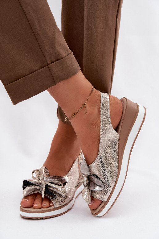 Pealhk Platvormiga sandaalid kaunistustega S.Barski GR61-5988 Kuldset värvi