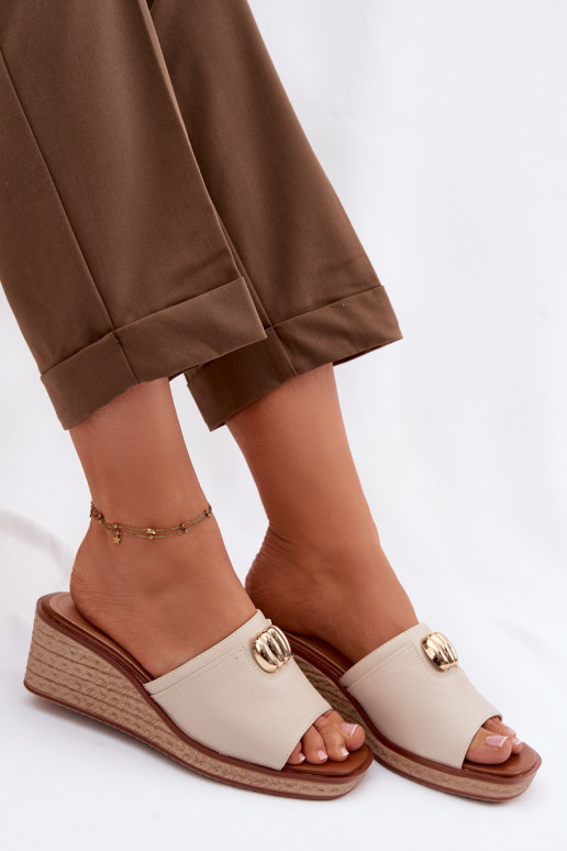 naiste plätud platvormigaImitacją Plecionki Sergio Leone KL325 beeži värvi