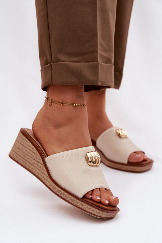 naiste plätud platvormigaImitacją Plecionki Sergio Leone KL325 beeži värvi