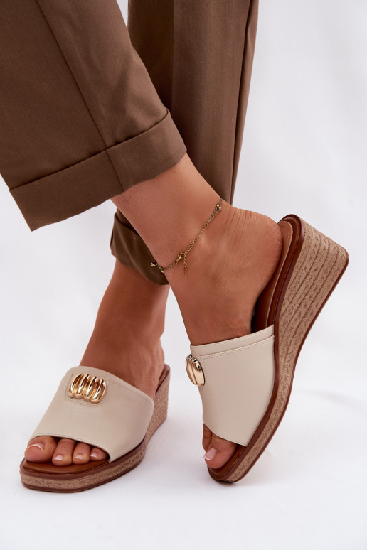 naiste plätud platvormigaImitacją Plecionki Sergio Leone KL325 beeži värvi