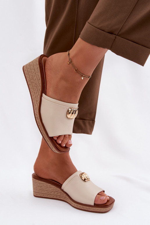 naiste plätud platvormigaImitacją Plecionki Sergio Leone KL325 beeži värvi