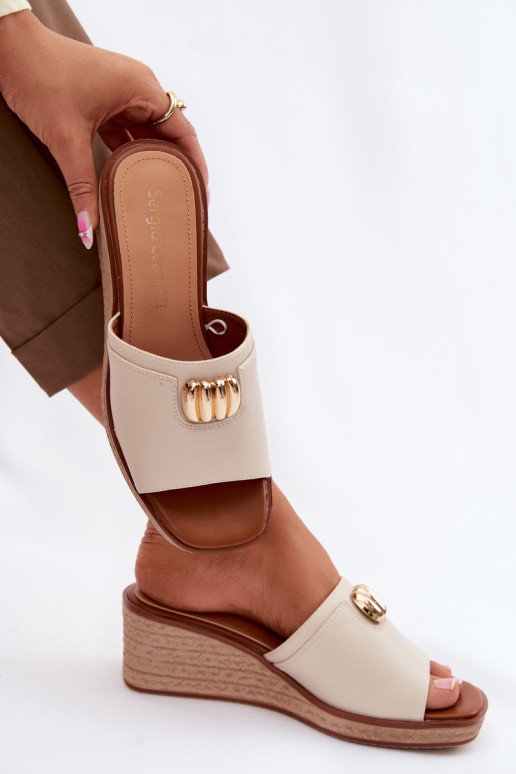 naiste plätud platvormigaImitacją Plecionki Sergio Leone KL325 beeži värvi