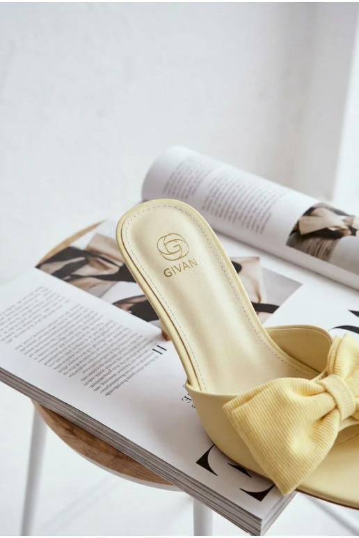 naiste plätud kõrge jämeda kontsaga lipsukesega Kollased Jelessa