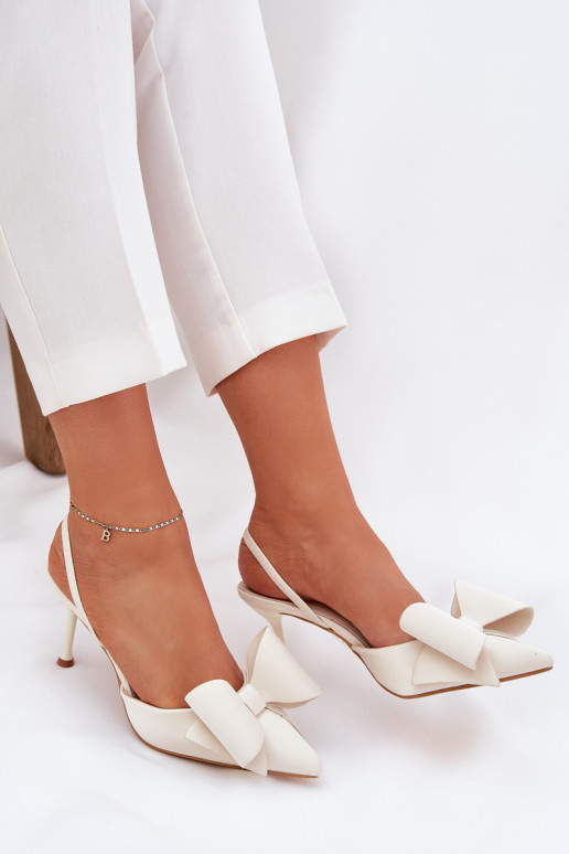 kõrge kontsagaOdkrytymi Piętami I Kokardką Ecru Eklevia