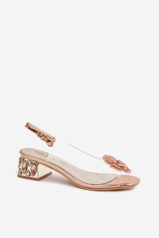 sandaalid Külgedelt läbipaistvad Klockis kristallidega I lilledegaem Vinceza 70122 Szampańskie