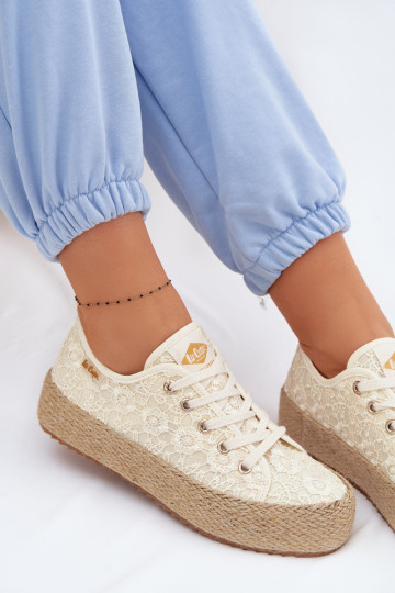 Pitsilised vabaaja jalanõud espadrillid platvormiga Lee Cooper LCIN-26-31-4328 beeži värvi