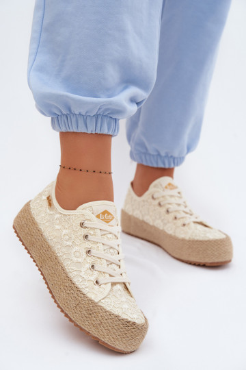 Pitsilised vabaaja jalanõud espadrillid platvormiga Lee Cooper LCIN-26-31-4328 beeži värvi 2