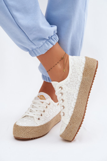 Pitsilised vabaaja jalanõud espadrillid platvormiga Lee Cooper LCIN-26-31-4326 valget värvi 2