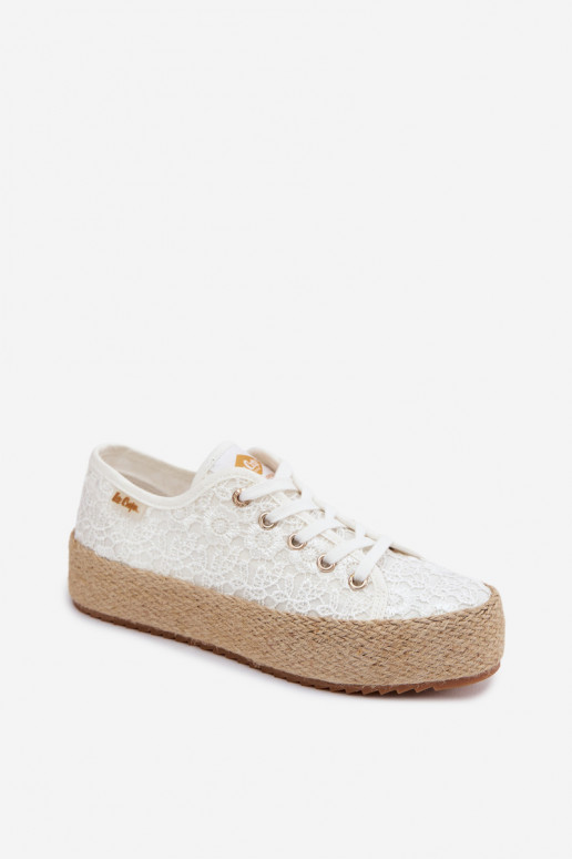 Pitsilised vabaaja jalanõud espadrillid platvormiga Lee Cooper LCIN-26-31-4326 valget värvi