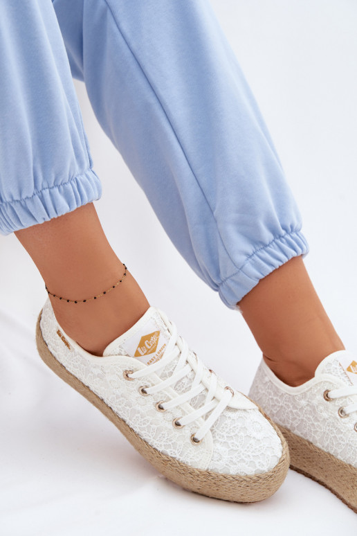 Pitsilised vabaaja jalanõud espadrillid platvormiga Lee Cooper LCIN-26-31-4326 valget värvi