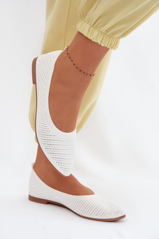 Võrk Riidest baleriinad Pealiste omad valget värvi Sarina