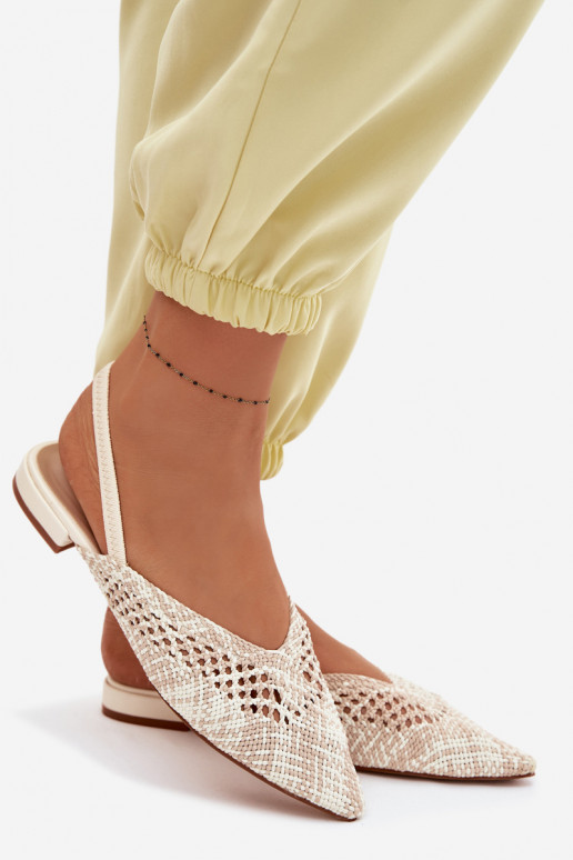 mustriga sandaalid Pealiste omad laiade nööridega beeži värvi Lelrene