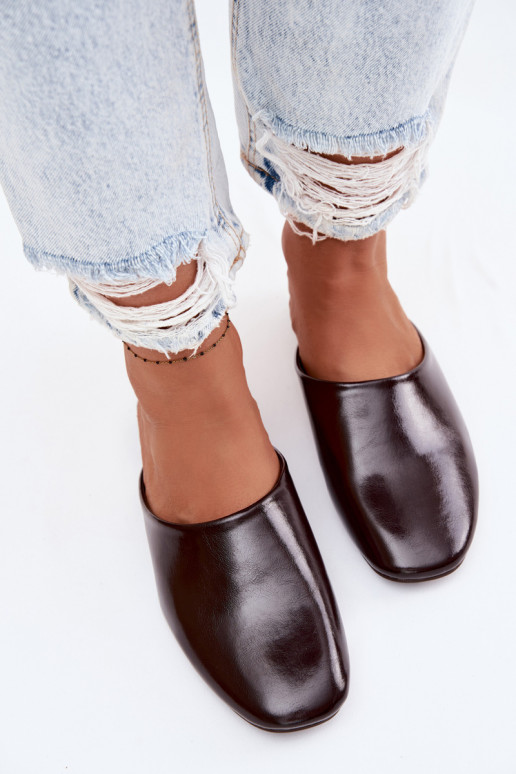 naiste plätud MuleImitacji Skóry sileda tallaga Czekoladosissee Romelle