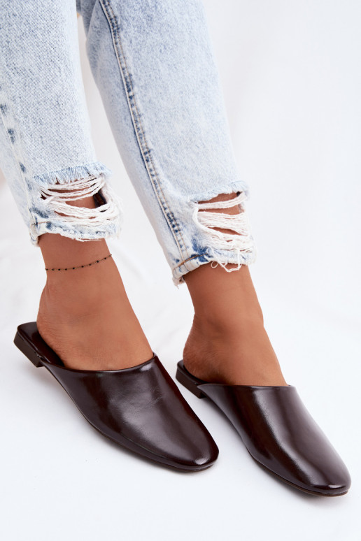 naiste plätud MuleImitacji Skóry sileda tallaga Czekoladosissee Romelle