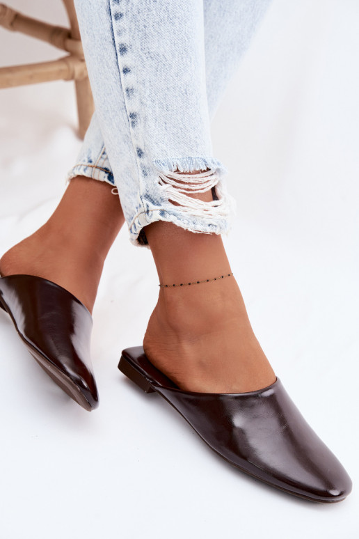 naiste plätud MuleImitacji Skóry sileda tallaga Czekoladosissee Romelle